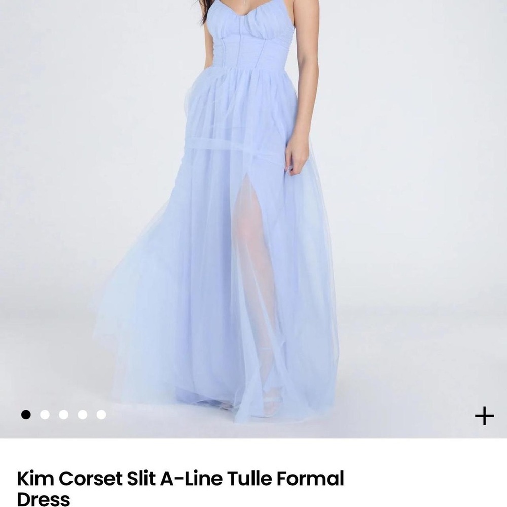 Elegant Blue Tulle A-Line Prom Dress